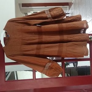 NWT Old Navy Long sleeved Pintucked Clip Dot Mini swing dress